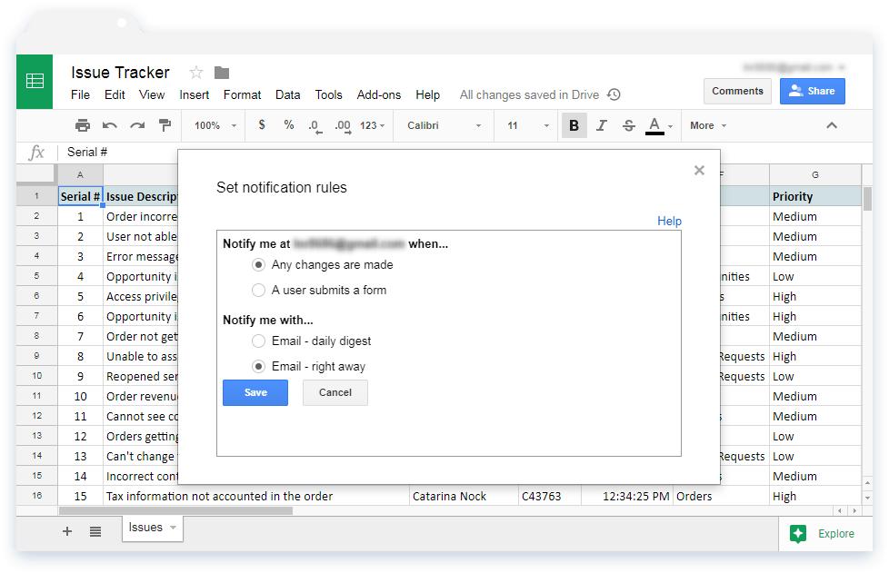 Cách bật thông báo khi nội dung tệp Google Sheets thay đổi